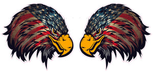 Weathered American Flag Eagle Head Version 2 Pair 4" Decal- | Nostalgia Decals Online window stickers for cars and trucks, die cut vinyl decals, vinyl graphics for car windows, vinyl wall decor stickers