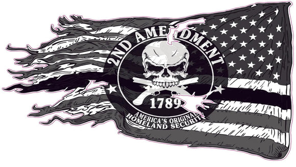 American ripped flag 2nd Amendment Right to Bare Arms Decal left - Nostalgia Decals Online