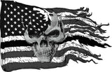 American ripped flag black & white with skull decal - Nostalgia Decals Online