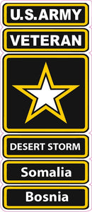 U.S. Army Veteran Desert Storm Somalia Bosnia Decal - 5" x 2.5" | Nostalgia Decals Online military window stickers for cars and trucks, army vinyl decals for cars, marine corps vinyl stickers, die cut vinyl navy decals