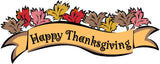 Happy Thanksgiving Sign Version 2 Wall or Window Decor Decal - 12"x6" | Nostalgia Decals Online vinyl sticker wall decor, wall decoration vinyl decals, vinyl holiday wall stickers, vinyl window stickers for the holidays