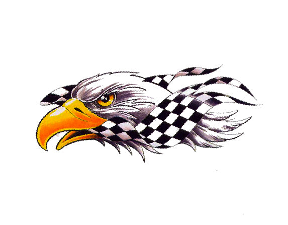 Eagle with Checkered Flag Decal - | Nostalgia Decals Online retro car decals, old school vinyl stickers for cars, racing graphics for cars, car decals for girls