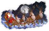 Christmas and Holiday Wall Décor Decal Santa Claus with Sleigh and Reindeer - 48" x 30" | Nostalgia Decals Online vinyl sticker wall decor, wall decoration vinyl decals, vinyl holiday wall stickers, vinyl window stickers for the holidays