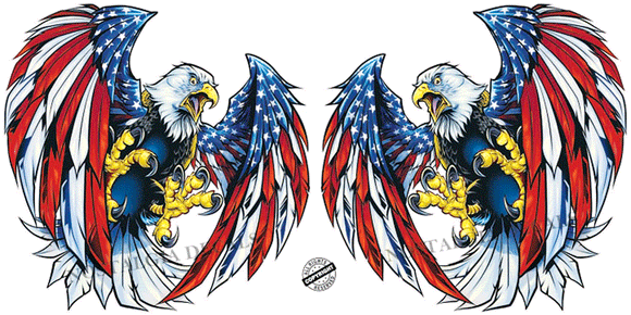 Screaming American Flag Bald Eagle Wings Decals Pairs - Nostalgia Decals Online
