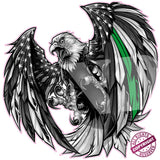 Thin Green Line Military American Flag Eagle Decal