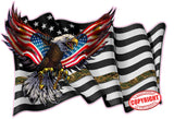 Thin Green Line military waving American Flag Eagle Decal