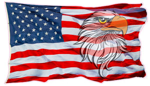 Waving American Flag Eagle Head Decal