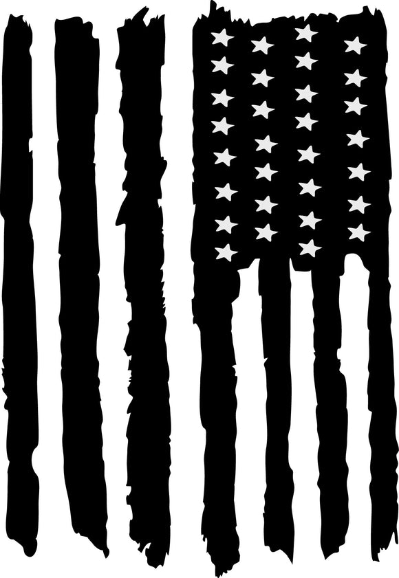 Matte Black United States Worn American Flag Decal 48